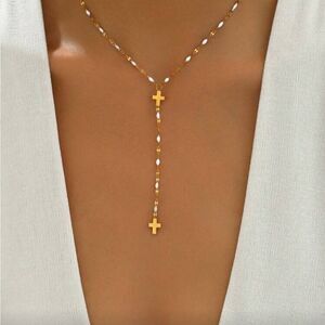 Gold Cross Necklace Q789
